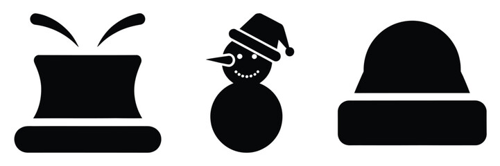 black silhouette snowman hat flip on a white background graphic design