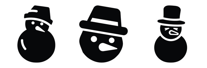 black silhouette snowman hat smush on a white background graphic design