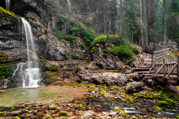 Fototapeta premium Vallesinella Waterfalls, trentino, italy