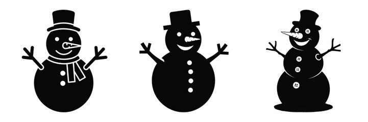 black silhouette snowman jolly glow on a white background graphic design