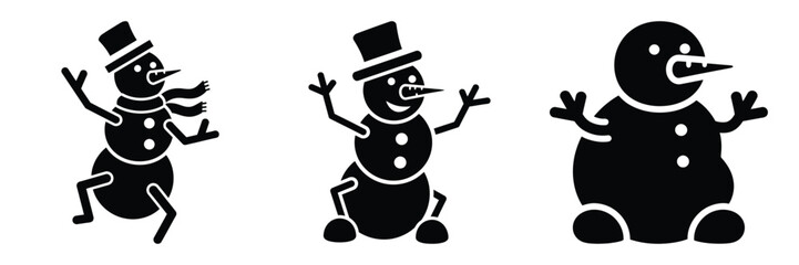 black silhouette snowman jolly jiggle on a white background graphic design