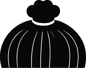 Black silhouette icon of a classic chef hat and professional uniform top, representing culinary arts, cooking, and restaurant business isolated on transparent background, Vector