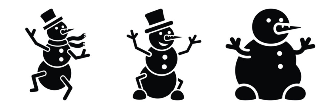 black silhouette snowman jolly jiggle on a white background graphic design