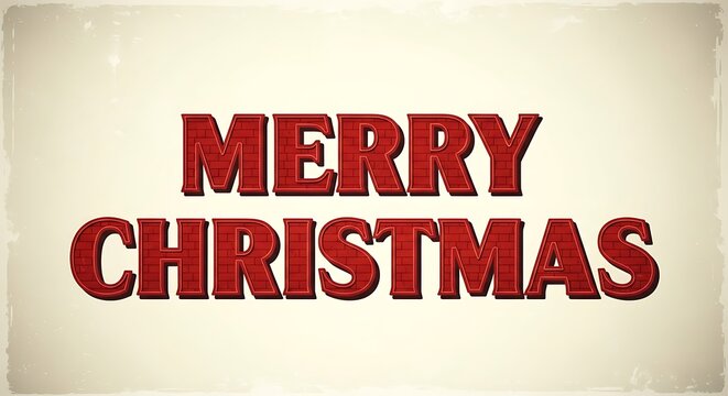 Vibrant Red Textured Holiday Wishes Against an Aged Background Displaying Festive Season's Greetings in a Distinctive Graphic Style