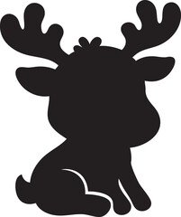 Obraz premium Vector Silhouette of a Cute Baby Reindeer or Fawn Sitting Down with Small Antlers