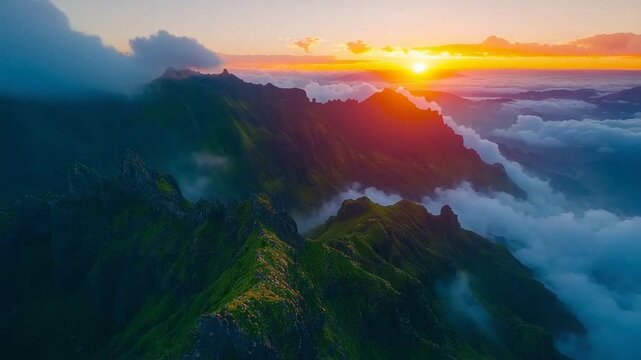 beautiful pico do arieiro madeira island portugal at sunset video timelapse