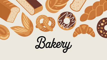 Assortment of Baked Goods and Bakery Text bread loaf