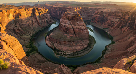 Horseshoe Bend Landscape with Colorado River at Sunset