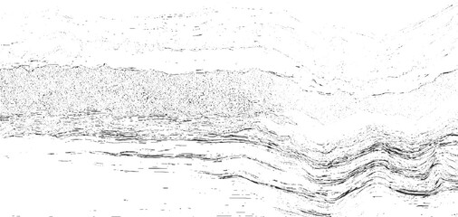 Black and white abstract textured background with layered wavy lines and speckled areas vector