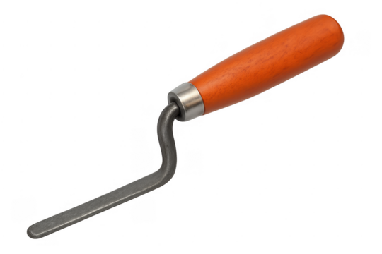 Masonry trowel with wooden handle on transparent background