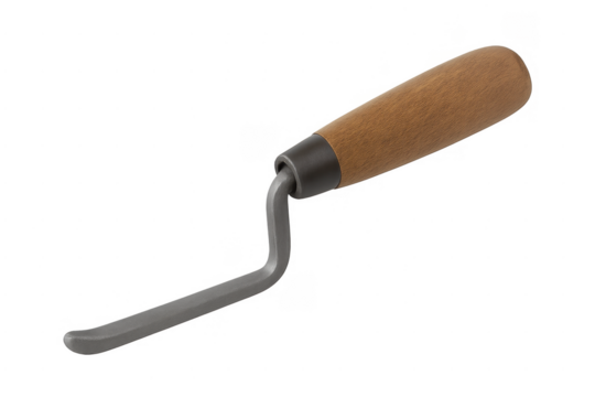 Trowel for masonry works with wooden handle