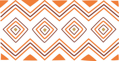 A pattern of squares and triangles in orange and brown