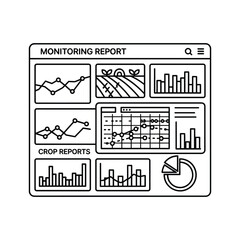 Monitoring report dashboard with various charts and crop data isolated on