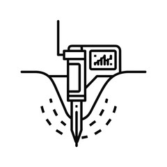 Soil moisture meter probe testing ground condition with digital display