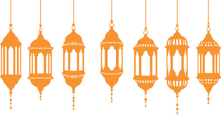 Elegant golden lanterns for ramadan and islamic holiday celebrations