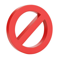 Fototapeta premium Prohibition sign with 3D rendering for attention-grabbing design restriction concept and compliance visuals isolated on png transparent background
