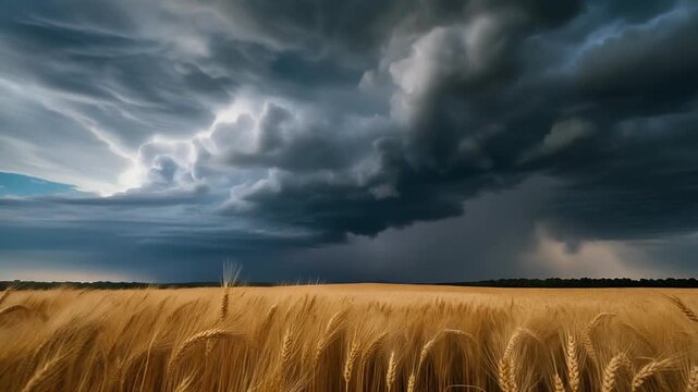 Storm Clouds Over Golden Wheat Field
