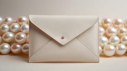 a clutch lying on embedded pearls 