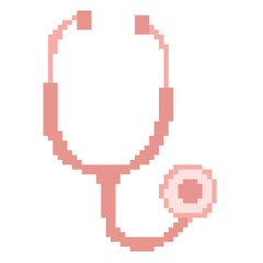 Stethoscope tool pixel art icon for doctor nurse and medical examination