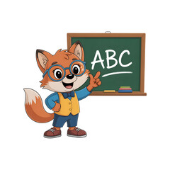Fox teaching abc at chalkboard