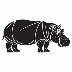Fototapeta premium Stylized silhouette of a hippopotamus in a circular emblem vector illustration