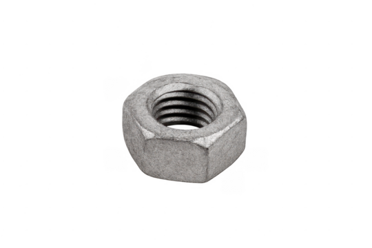 Hex nut fastening industrial hardware with transparent background