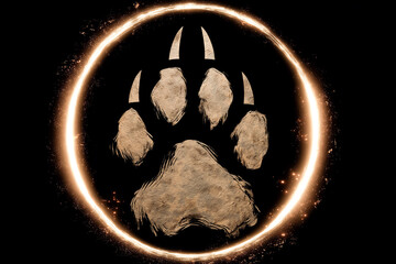 砂地に刻まれた光る動物の足跡アイコン