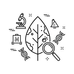 Outline icon set for plant biology research and genetic study