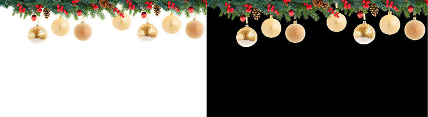 PNG image of Festive christmas garland featuring gold ornaments pine cones and red berries for holiday decorations and seasonal celebrations adding a touch of elegance to any space © MariaAlam