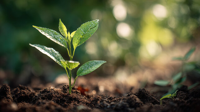 Young plant growing in fertile soil eco sprout nature conservation green leaf seedling sustainability agriculture environment gardening natural outdoor use