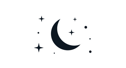 Dreamy nights with crescent moon and sparkling stars, perfect for bedtime stories or celestial themed designs, adding a touch of magic and wonder