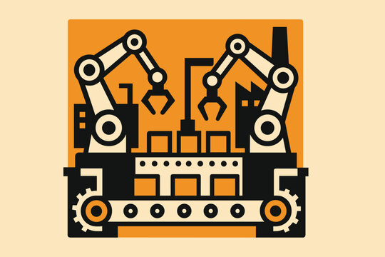 Robotic concept icon automation art industrial flat geometric systems minimalism precision vector