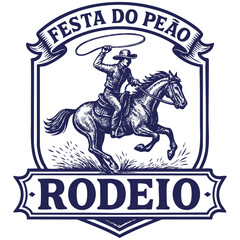 festa do peão rodeio ilustração azul