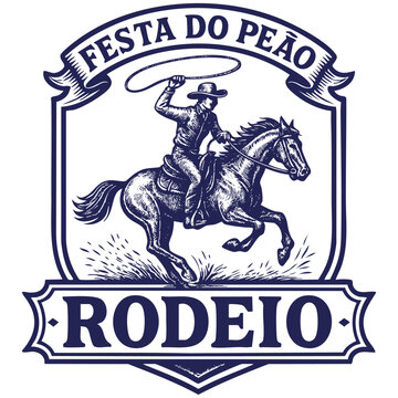 festa do pe&atilde;o rodeio ilustra&ccedil;&atilde;o azul