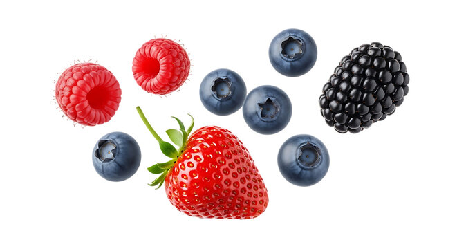 Assorted Berries and Strawberry on Black Background