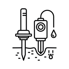 Soil moisture sensor and irrigation system line icon