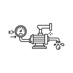 Water pump with low pressure and leaking faucet, isolated on