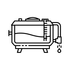 Liquid storage tank with level indicator and dripping outlet line icon