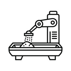 Robotic arm dispensing material in additive manufacturing process icon