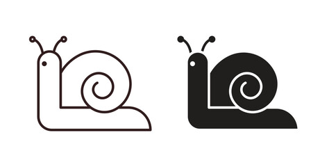 Snail icon flat vector illustration. Black Thin Line Icon Emblem Concept © Surya