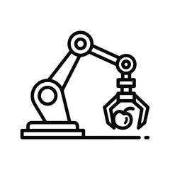 Robotic arm holding an apple, representing automation and technology