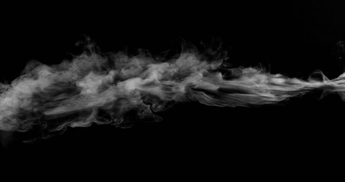 Super Slow Motion of White Surface Smoke Texture Isolated on Black Background. Filmed on High Speed Cinema Camera, 500fps. VFX element for overlay.
