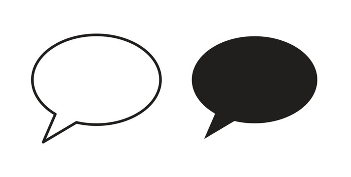Speech bubble icon flat vector illustration. Black Thin Line Icon Emblem Concept