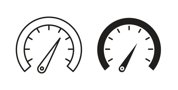 Speedometer icon flat vector illustration. Black Thin Line Icon Emblem Concept