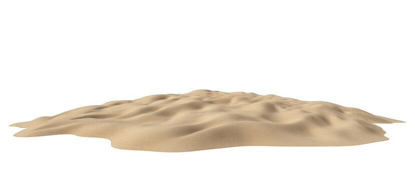 Dune landscape with soft sand waves isolated on a transparent background