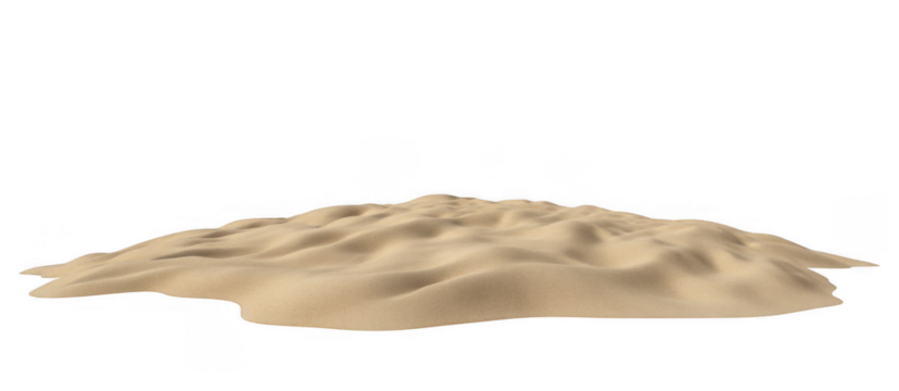 Dune landscape with soft sand waves isolated on a transparent background