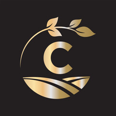 Initial Agriculture Logo combine with letter C vector template