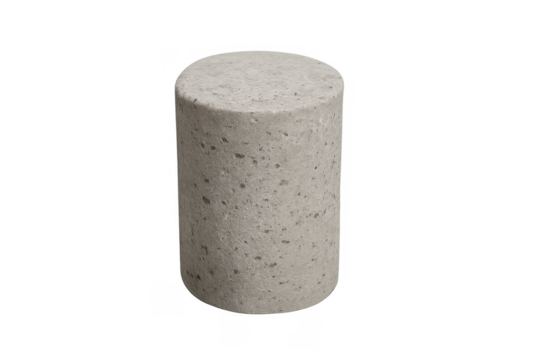Concrete cylinder sample showing material strength and quality