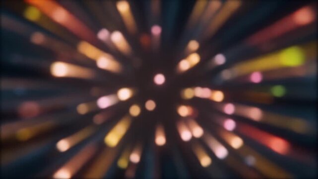 Vibrant abstract light burst effect, showcasing a mesmerizing array of colorful particles exploding outwards from a central point, perfect for festive and energetic designs