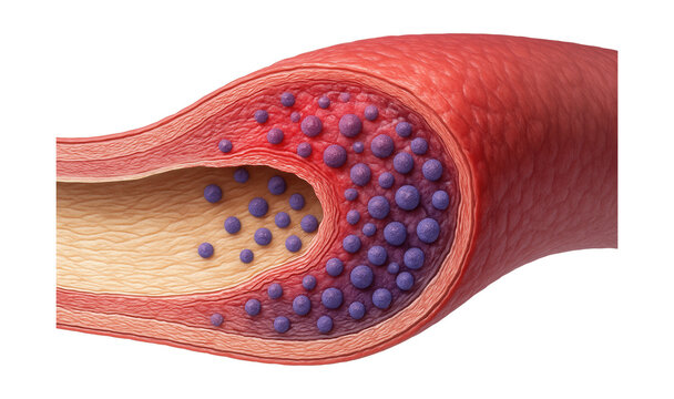 Inflamed vessel wall with lymphocyte infiltration.